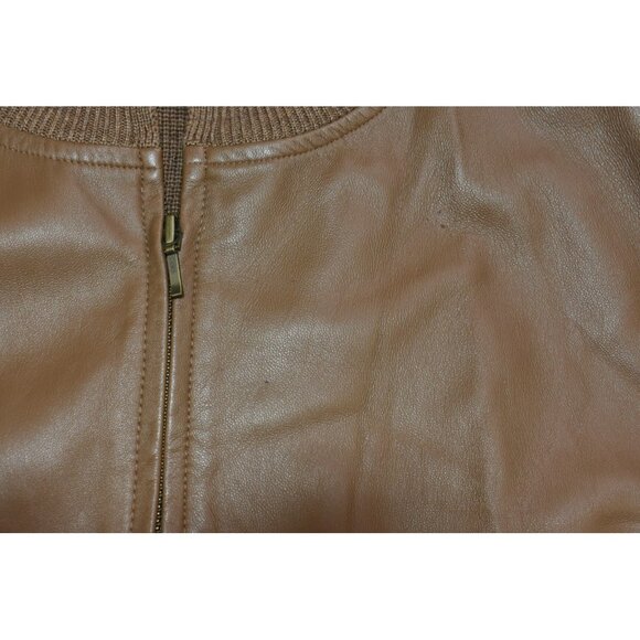 Pendleton Women 3X Brown Leather & Merino Wool Sweater Jacket Full Zip VTG Flaws - Picture 11 of 13